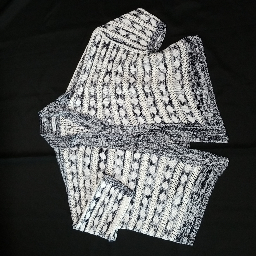 Bishop & Young blue and white open cardigan